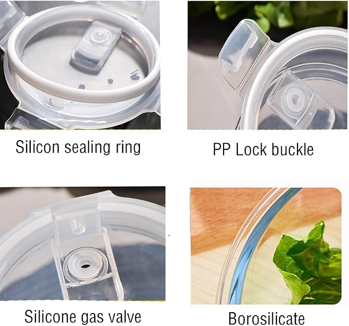 H.JSS WDJS 24 Oz Round Glass Food Storage Container set, 3 Cup Round Glass Soup - Image 3
