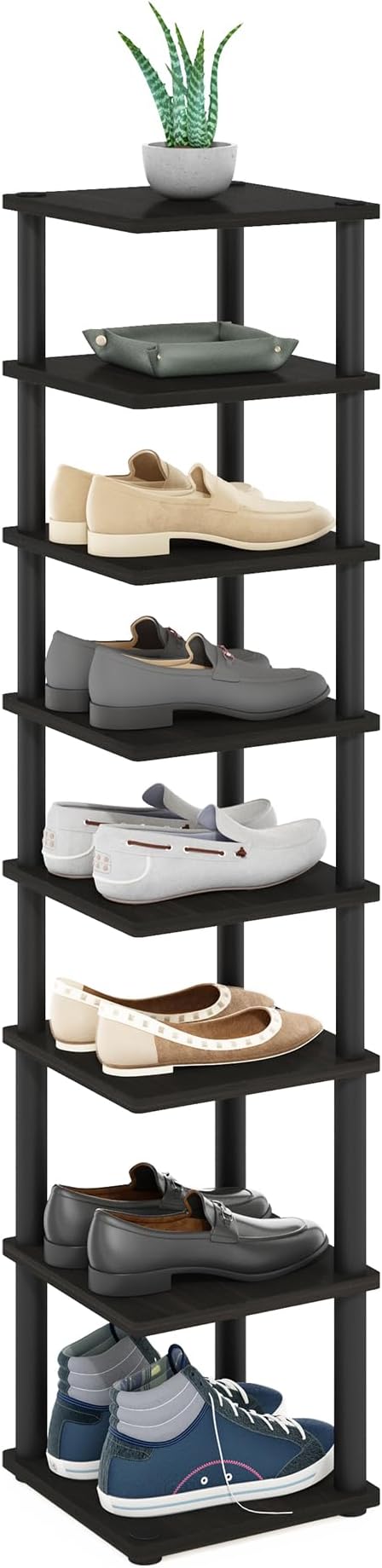 Furinno Turn-N-Tube Vertical Shoe Rack, 8-Tier Narrow Shoe Organizer, Free by Furinno-FitsYourSpaceFitsYourBudget