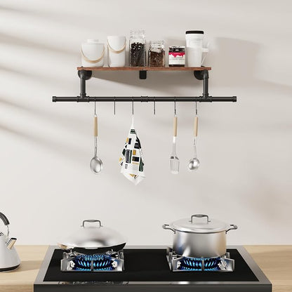 Wall Mounted Garment Rack with Top Shelf, Space Saver Industrial Pipe Clothes - Image 6