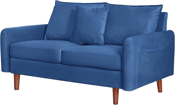 56.1" Round armrest Velvet Loveseat Sofa, mid-Century Modern Style, Luxurious - Image 5