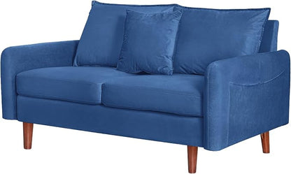 56.1" Round armrest Velvet Loveseat Sofa, mid-Century Modern Style, Luxurious - Image 5
