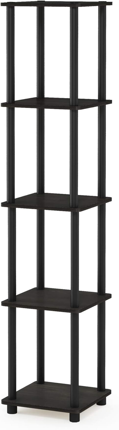FURINNO Turn-N-Tube 5-Tier Corner Square Rack Display Shelf, Espresso/Black - Image 6