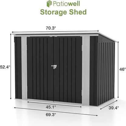 Patiowell 6x3 FT Storage Shed, Outdoor Metal Horizontal Sheds - Image 2