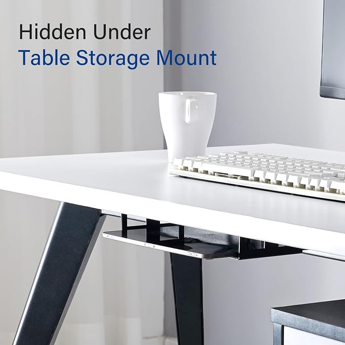BYMECOST Under Desk Laptop Mount, Metal Under Desk Storage Holder, - Image 4