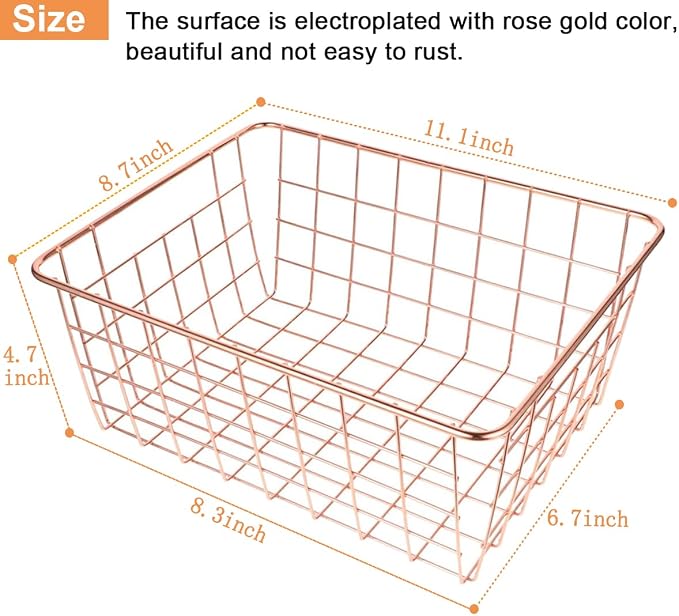 4 Pack Wire Baskets for Pantry Metal Wire Freezer Organizer Bins - Image 2