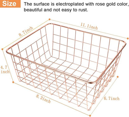 4 Pack Wire Baskets for Pantry Metal Wire Freezer Organizer Bins - Image 2