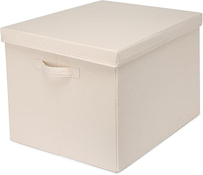 Foldable Storage Bins with Lids Cotton Canvas Rectangular Storage Box Ideal - Image 9