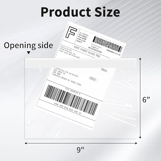9527 Product 6" x 9" Clear Adhesive Top Loading Packing List Clear Shipping - Image 2