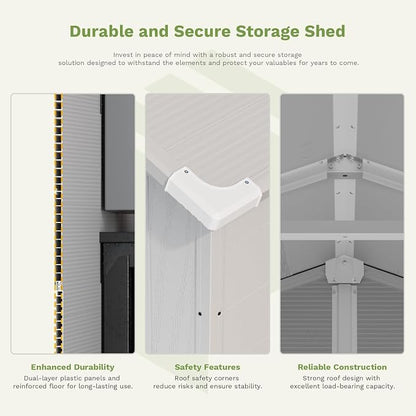 Patiowell 6X6 FT Plastic Outdoor Storage Shed - Image 4