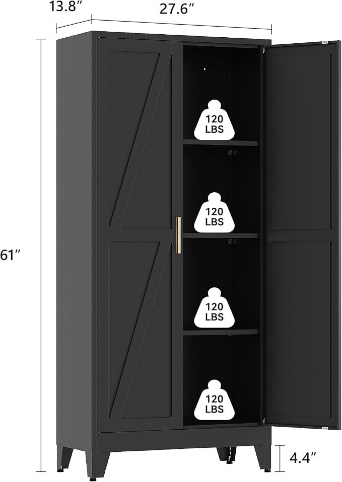61"H Kitchen Pantry Storage Cabinet, Farmhouse Pantry Cabinet, Tree Doors - Image 3