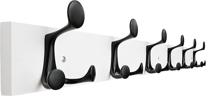 SKOLOO 39-Inch White Wood Coat Rack Wall Mount by SKOLOO