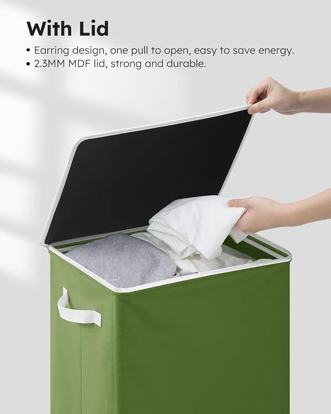 SOLEDI Laundry Hamper with Lid 100L Large & Tall Collapsible Laundry Basket - Image 6