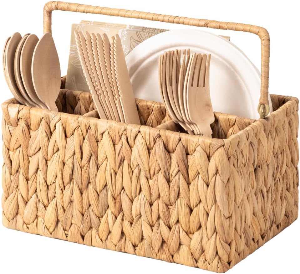 StorageWorks Hand-Woven Wicker Silverware Organizer by StorageWorks