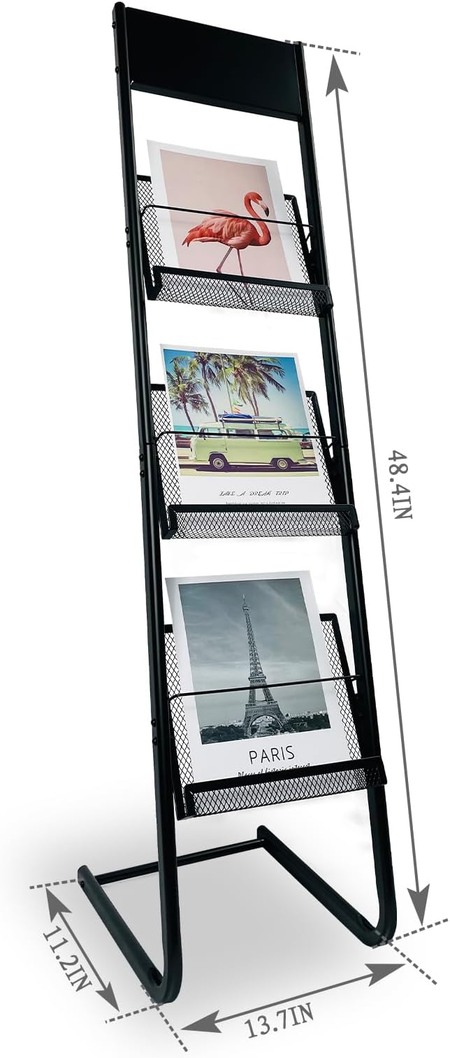 TONGMO Floor-standing 3-Layer Magazine Rack, Brochure Display Stand, made of - Image 2