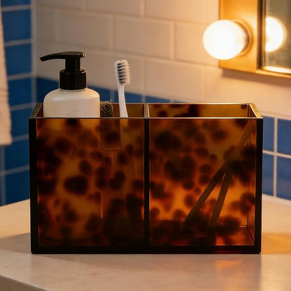 Toiletry Caddy - Resin Leopard Print Shelf Organizer, Grip Base Cosmetic Holder - Image 4