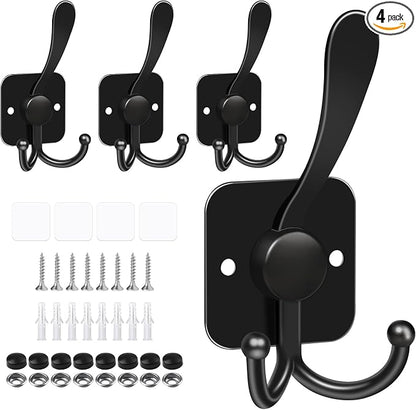 VIS'V 3 Prong Coat Hooks Wall Mount, Metal Self Adhesive Entryway Wall Hooks by VISV