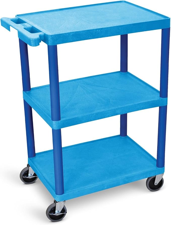 Luxor HE34 Utility Cart 3 Shelves Structural Foam Plastic by LuxorWorkspaces