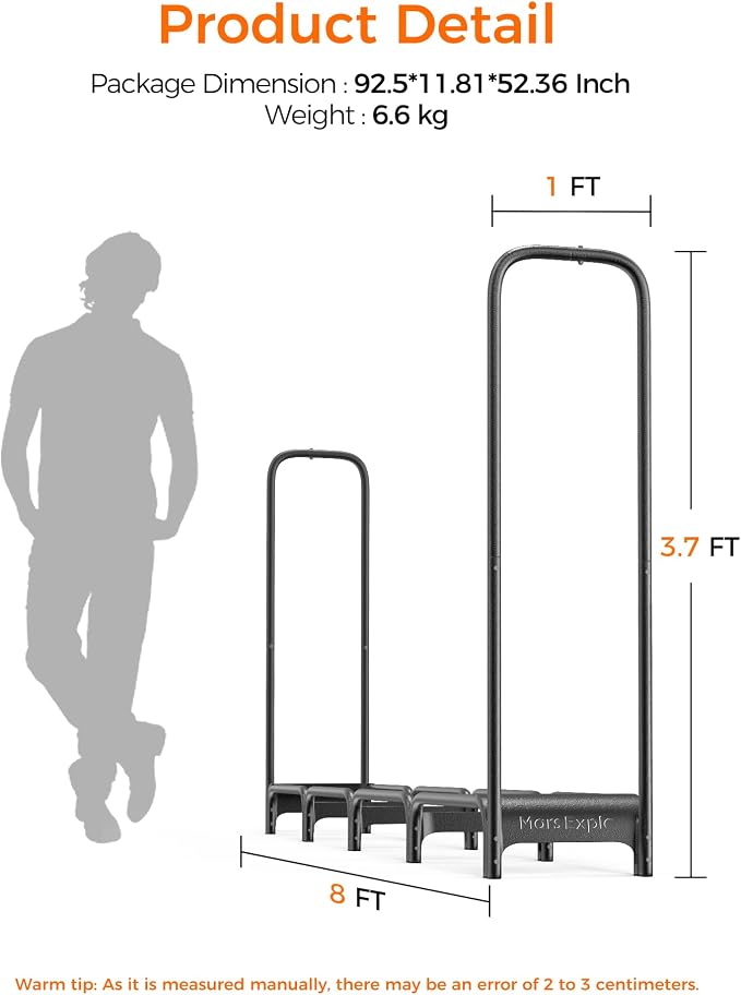 Firewood Rack, 8ft Heavy Duty Fire Wood Storage Racks - Image 8