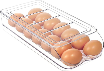 Egg Holder for Fridge, Automatic Rolling Egg Organizer for Refrigerator by MesRosa