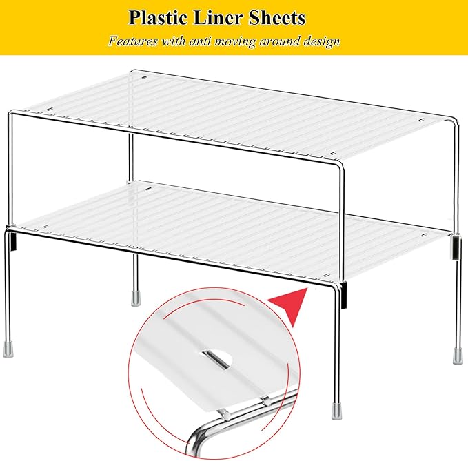 Set of 4 Kitchen Cabinet Organizer Shelves, Stackable Organizer and Storage - Image 4