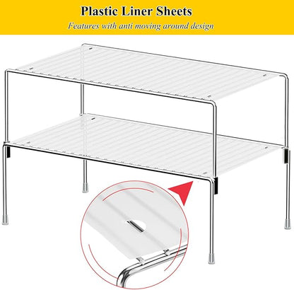 Set of 4 Kitchen Cabinet Organizer Shelves, Stackable Organizer and Storage - Image 4