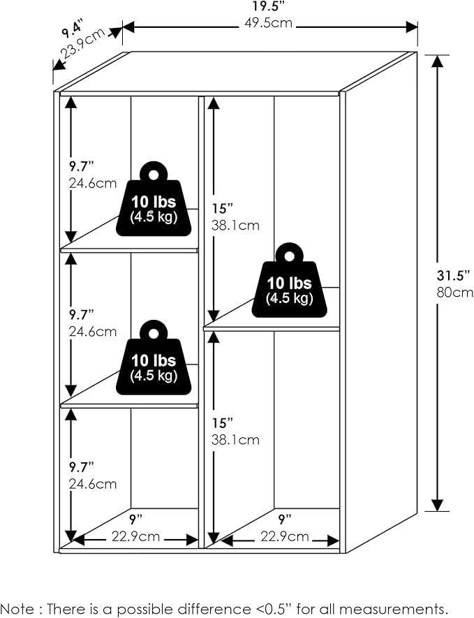 Furinno LUDER Book Shelf, 5-Cube Bookshelf, Reversible Bookcase, 9.4 x 19.5 x - Image 3