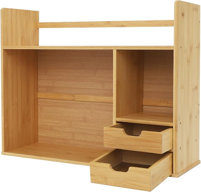 Bamboo Desktop Bookshelf 2-Tier Short Bookshelf - Image 7