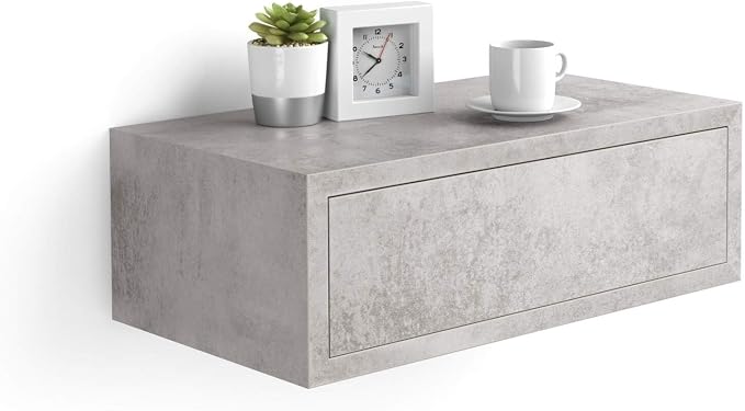 Mobili Fiver, Riccardo Floating nightstand, Concrete Effect, Made in Italy by MobiliFiver