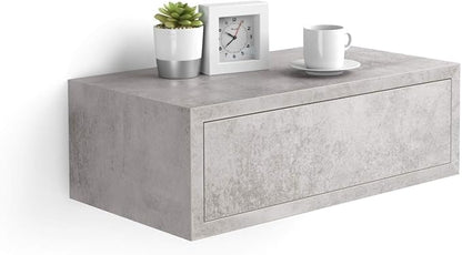 Mobili Fiver, Riccardo Floating nightstand, Concrete Effect, Made in Italy by MobiliFiver