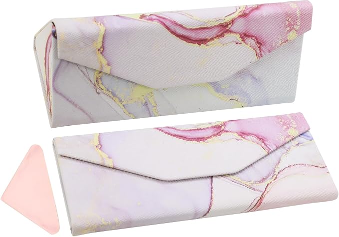 Foldable Glasses Case, Magnetic PU Leahter Sunglasses Case, Cute Hard Shell by FLYINGMAGE