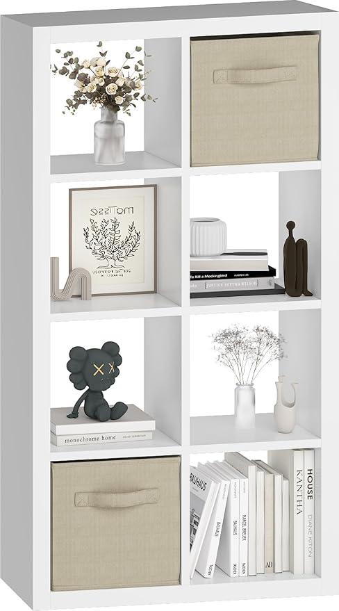 Bookshelf Cube Storage Organizer, 8-Cube Shelf Bookcase by Unknown
