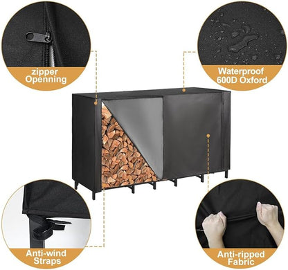 Vailge Firewood Rack Cover 6FT, Waterproof Firewood Rack Outdoor Cover - Image 4