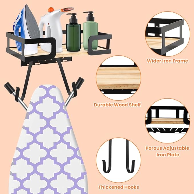 Ironing Board Holder Wall Mount, Metal Ironing Board Hanger - Image 4