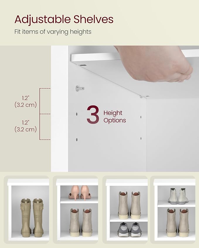 VASAGLE Shoe Bench, Storage Bench, 6 Compartments, Adjustable Shelves, - Image 4
