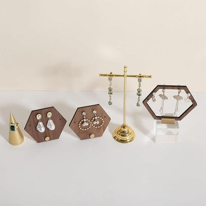 GemeShou 3pcs wooden jewelry earring organizer holder, walnut earring studs - Image 8