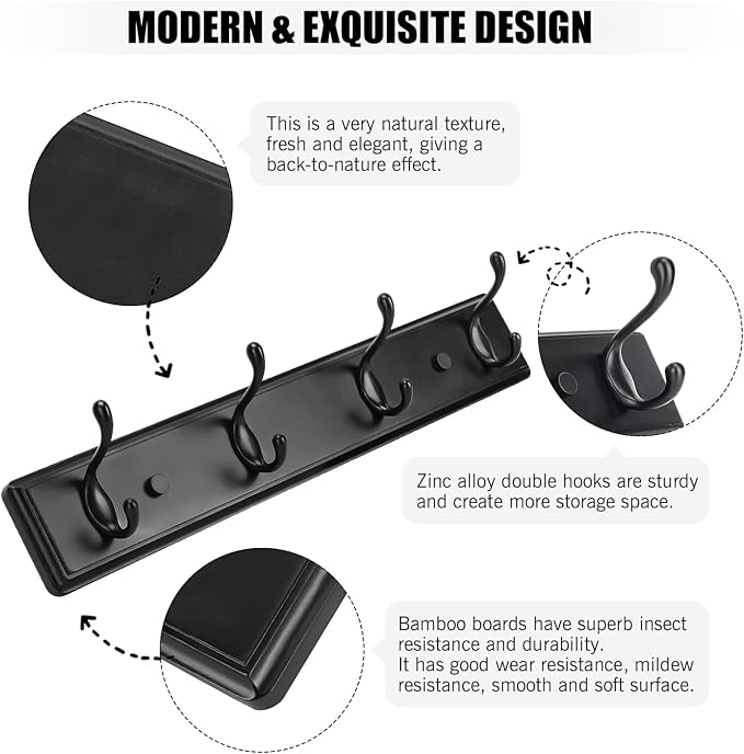 Wooden Coat Rack, Wall-Mounted Organizer - Image 4