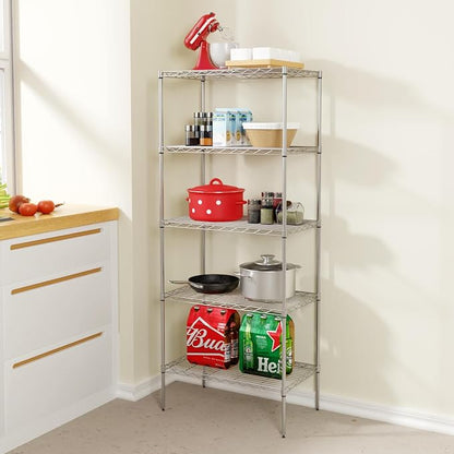 PayLessHere | 5-Tier Wire Shelf | 24"x14"x60" | Chrome | Adjustable Racks | - Image 2