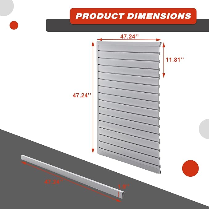 Slat Wall Paneling 4x4 FT, PVC SlatWall Panels Garage Organizer Storage System - Image 3