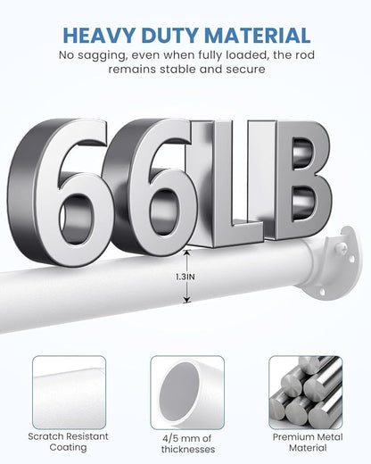 Closet Rods for Hanging Clothes, 17 to 69 Inches Stepless Adjustable Metal - Image 4