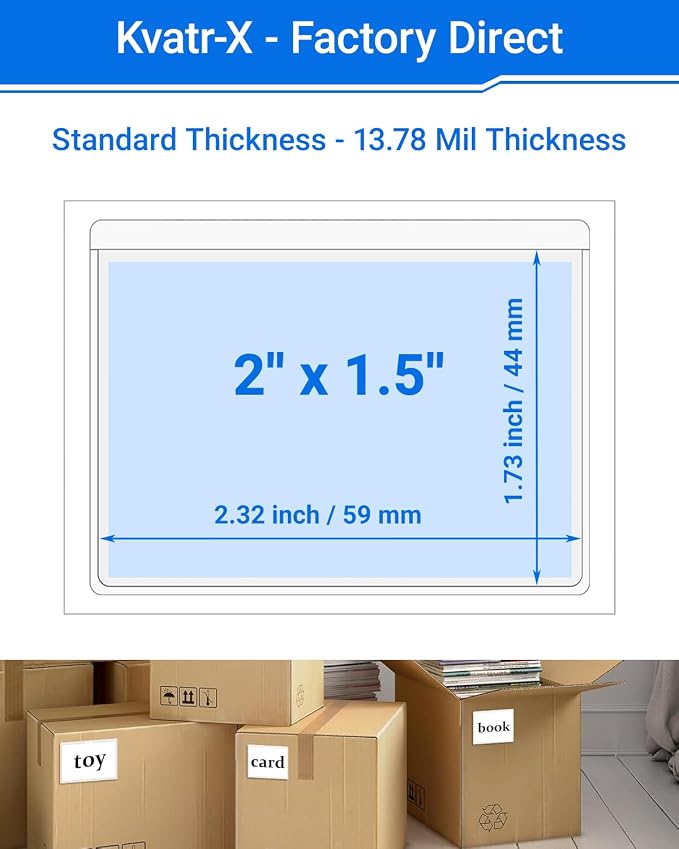 20 PCS Clear Self Adhesive Plastic Label Pockets, Top Loading Business & - Image 2