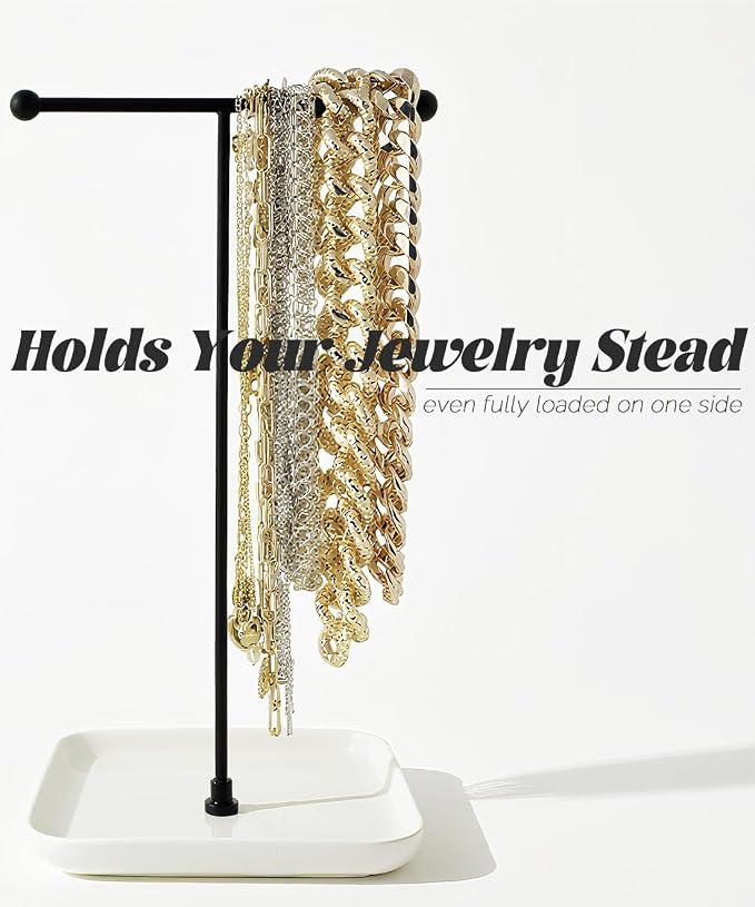 VROOMIUM Necklace Holder- Ceramic Base 1ft Height Jewelry Organizer Stand - Image 4