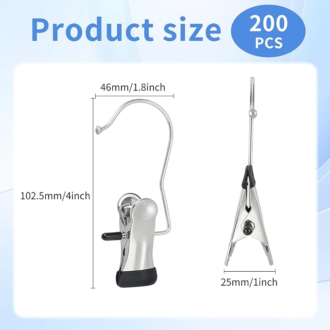 200PCS Boot Hangers Clips for Closet Stainless Steel Clothes Hooks Clip Laundry - Image 2