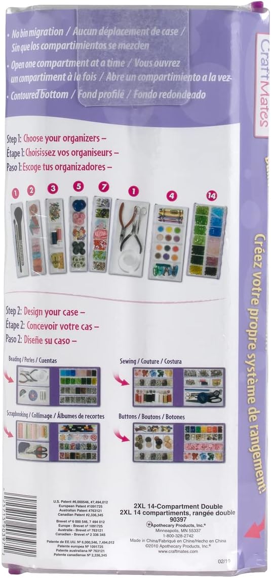Craft Mates Bead Organizer, 14 Locking Compartments, Plastic Storage | Clear - Image 5