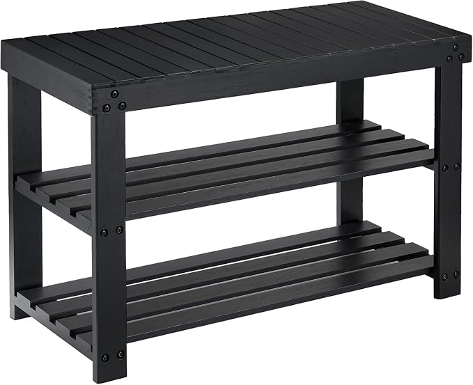 Pipishell Bamboo Shoe Rack Bench, 3 Tier Sturdy Shoe Organizer, Storage Shoe by Pipishell