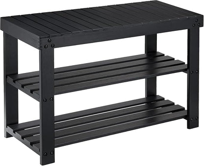 Pipishell Bamboo Shoe Rack Bench, 3 Tier Sturdy Shoe Organizer, Storage Shoe by Pipishell