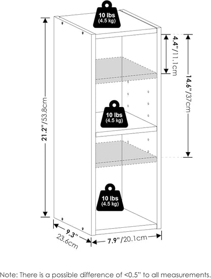 Furinno Fulda Book Shelf, 2-Tier Narrow Bookshelf, Bookcase - Image 3