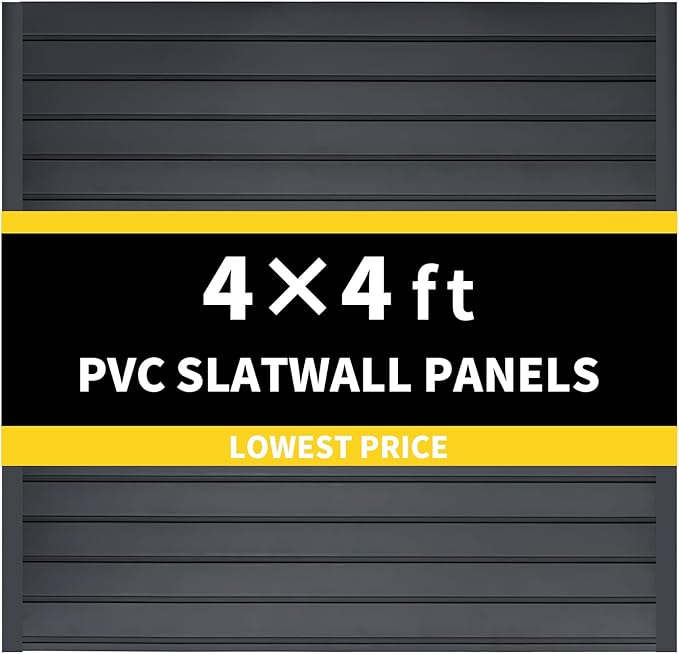 4'H x 4'W PVC Slatwall Panels Garage Wall Storage System, GraphiteSlat Wall by Unknown