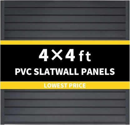 4'H x 4'W PVC Slatwall Panels Garage Wall Storage System, GraphiteSlat Wall by Unknown