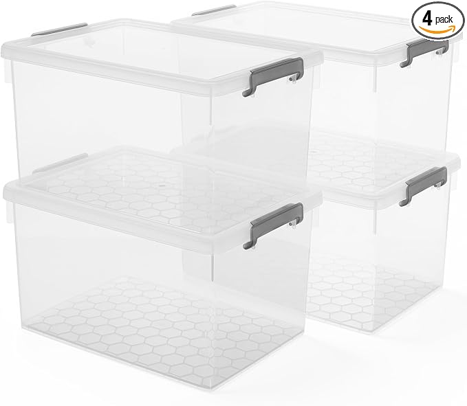 Citylife 48 Qt Ultra-Thick Clear Plastic Storage Bins by Anywish