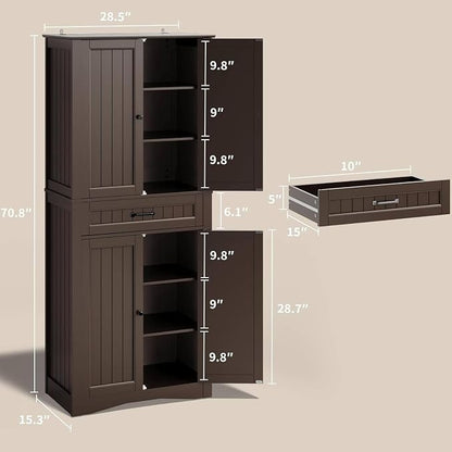 Gizoon 71'' Kitchen Pantry Storage Cabinet, Freestanding Pantry Organizers and - Image 2